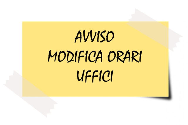 Variazione orario Ufficio Tecnico solo per la settimana del 28 ottobre